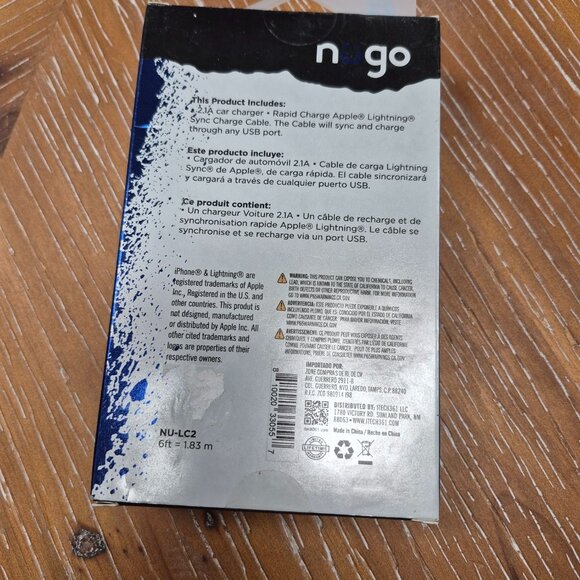 NüGo  Charge Sync Cable & 2.1A Car Charger Fast Charge 6ft (1.83M) - Picture 3 of 3